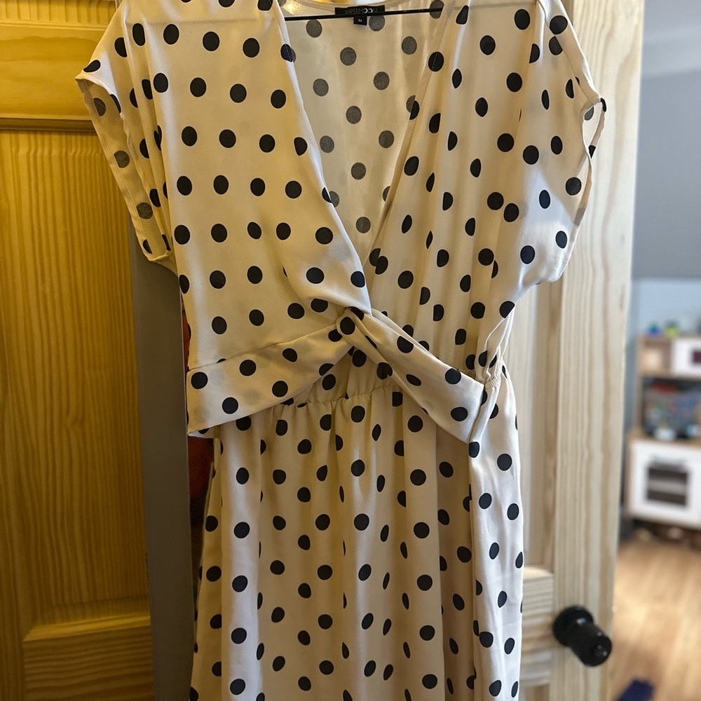 Papermoon Cream and Black‎ Polka Dot Midi Dress